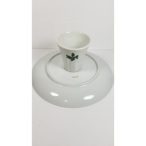 Vintage Lefton Red Cardinal Christmas Cake Plate, Footed Pedestal, 1252 - Picture 3 of 4